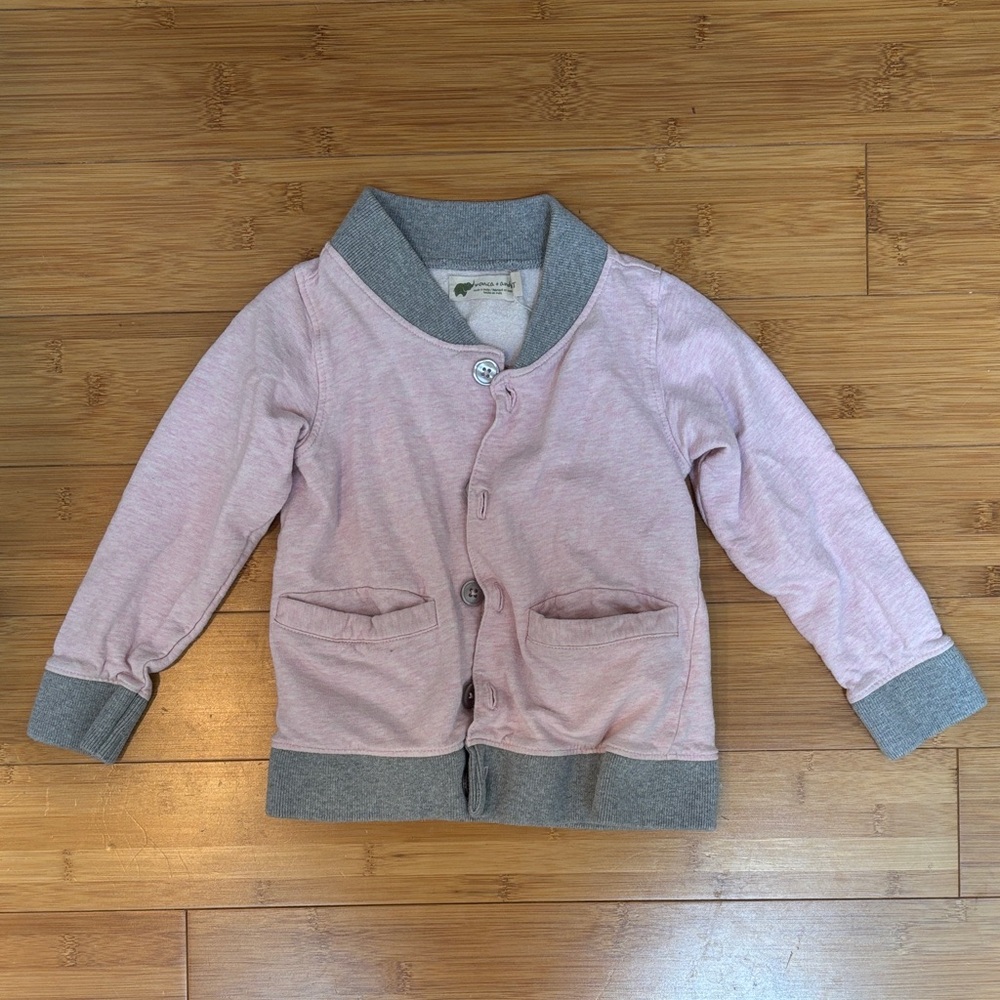 Kids 4T Pink and Gray Sweater with Floral Back Design